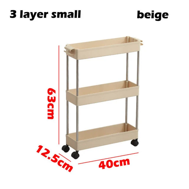 3/4 Ebenen Slim Organizer-Wagen mit Rädern für engen Raum