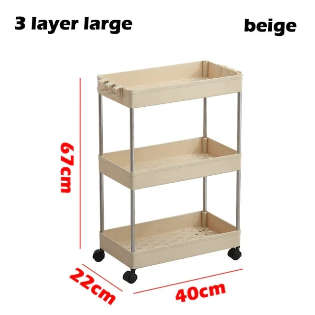 3/4 Ebenen Slim Organizer-Wagen mit Rädern für engen Raum
