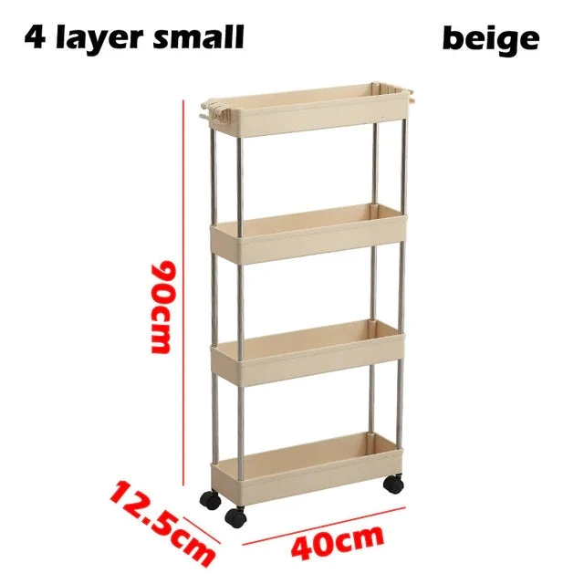 3/4 Ebenen Slim Organizer-Wagen mit Rädern für engen Raum