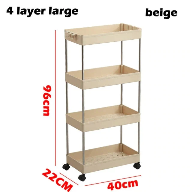 3/4 Ebenen Slim Organizer-Wagen mit Rädern für engen Raum