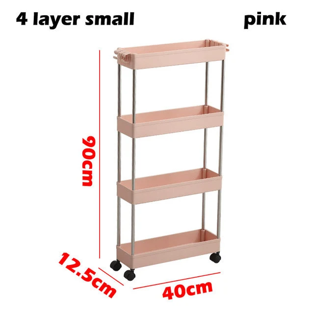 3/4 Ebenen Slim Organizer-Wagen mit Rädern für engen Raum