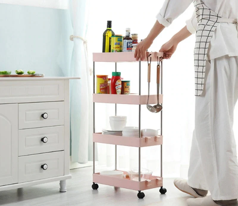 3/4 Ebenen Slim Organizer-Wagen mit Rädern für engen Raum