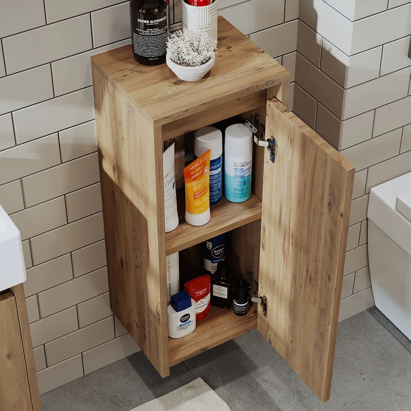 Roomart Badezimmer Seitenschrank, 30 cm, hängend mit Tür und offenem Fach, in 5 Farben