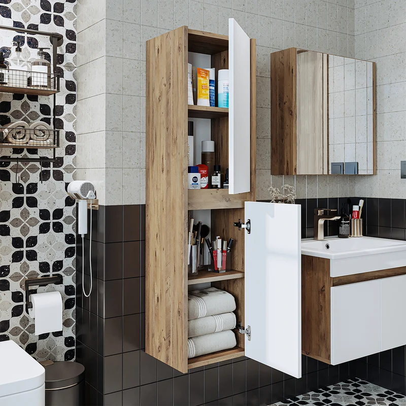 Roomart Badezimmer Hochschrank, 35 cm, hängend mit 4 Fächern, in 5 Farben