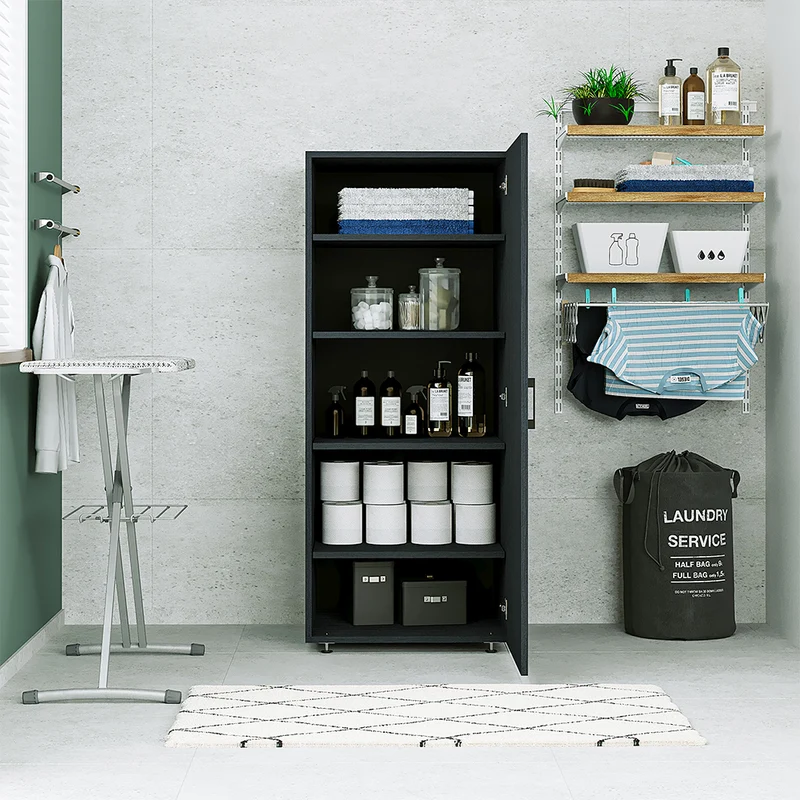 Roomart Hochschrank, 60 cm, 145 cm hoch, Mehrzweckschrank mit Tür, in 2 Farben