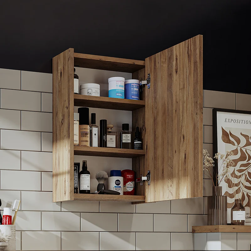 Roomart 4-delige badkamermeubelset MINI, 50 cm, met keramische wastafel, spiegel- en zijkast, in 5 kleuren