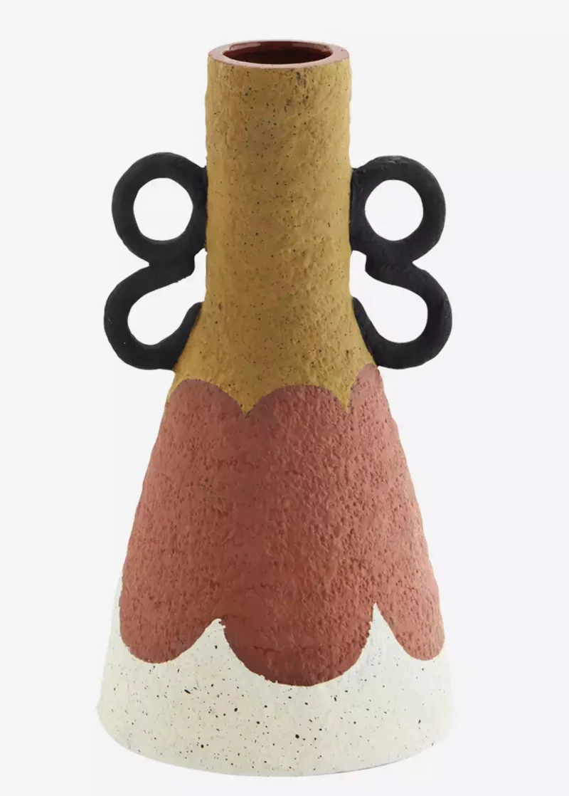 Handbemalte Terrakotta Vase mit Henkeln