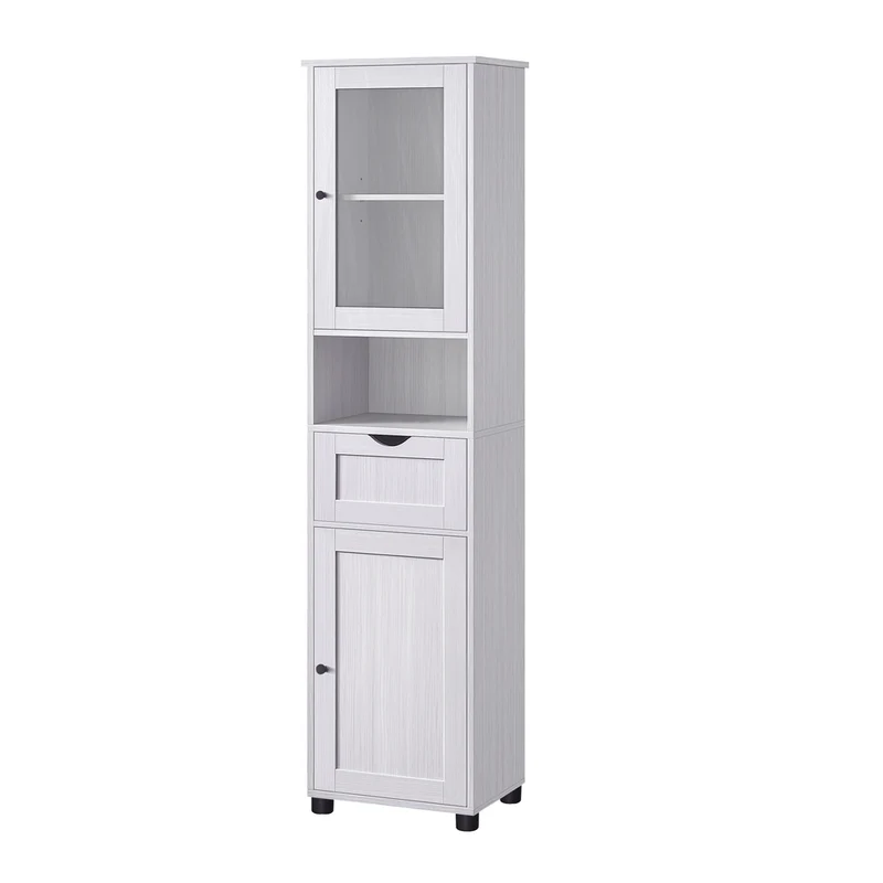 Badschrank mit höhenverstellbaren Ablagen Weiß