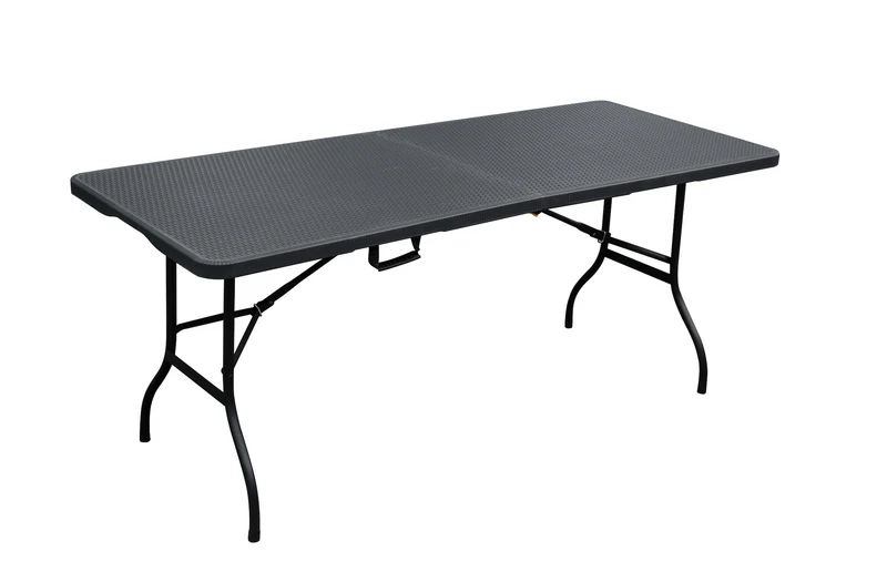 Design Festzeltgarnitur Rattan Optik klappbar aus Kunststoff schwarz - 3 Teilig