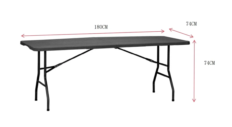 Design Festzeltgarnitur Rattan Optik klappbar aus Kunststoff schwarz - 3 Teilig