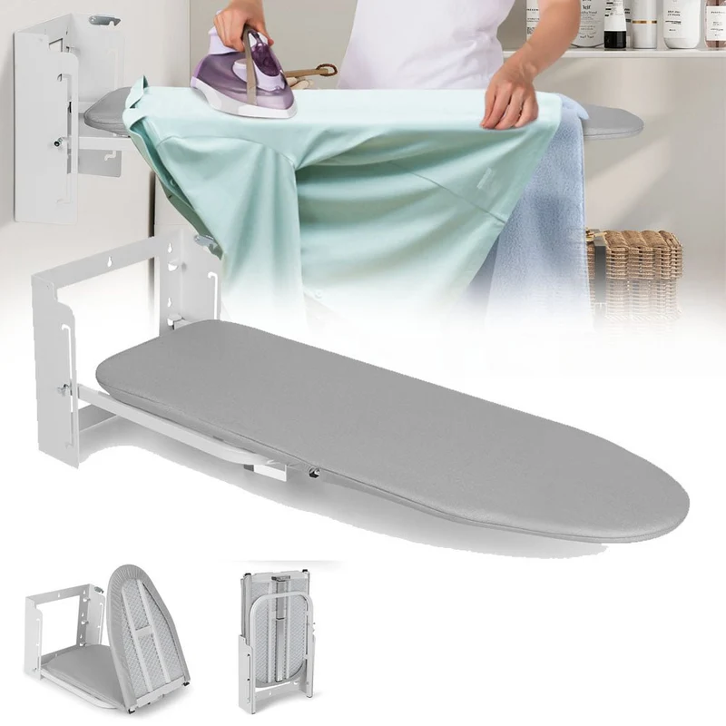 XIIW Wandbügelbrett Klappbar & Höhenverstellbar | Platzsparendes Bügelbrett Wandmontage 92x31cm | Stabiles Klapp-Bügelbrett für kleine Räume