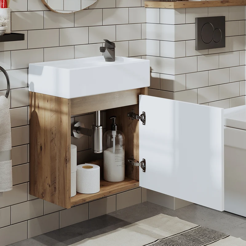 Roomart MINI Waschtisch mit Unterschrank, 50 cm, mit Keramikbecken, in 5 Farben