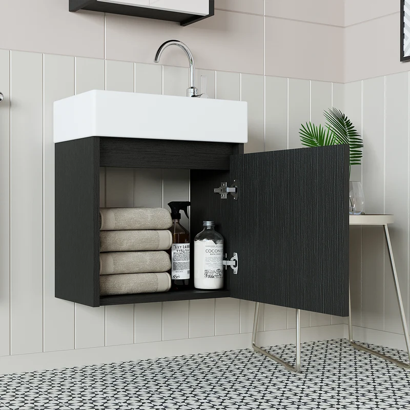 Roomart MINI Waschtisch mit Unterschrank, 50 cm, mit Keramikbecken, in 5 Farben