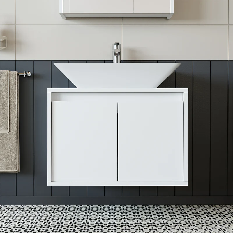Roomart ATLANTIC Waschtisch mit Unterschrank, 65 cm, mit oder ohne Aufsatzbecken, in 5 Farben