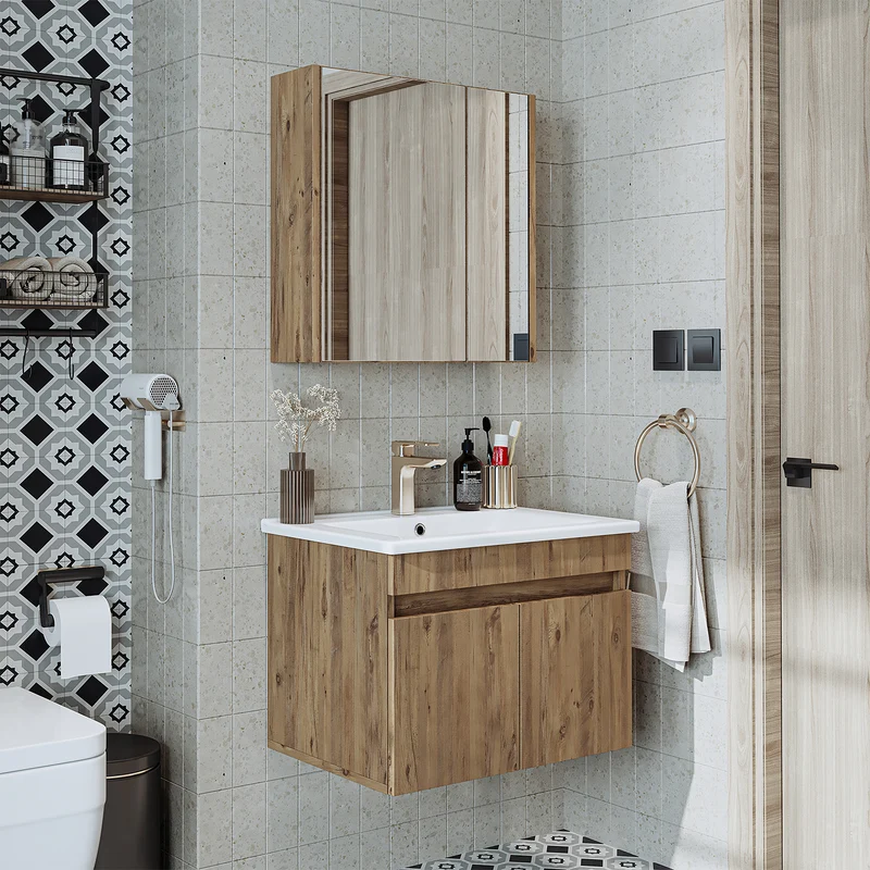 Roomart 3-delige badmeubelset ATRIA, 65 cm, met keramische wastafel en spiegelkast, in 4 kleuren