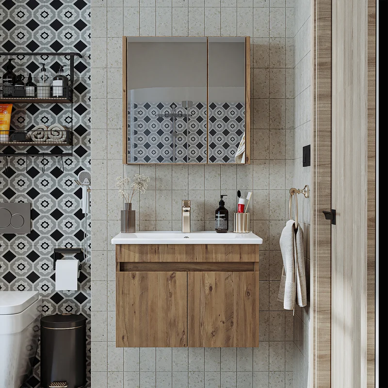 Roomart 3-delige badmeubelset ATRIA, 65 cm, met keramische wastafel en spiegelkast, in 4 kleuren