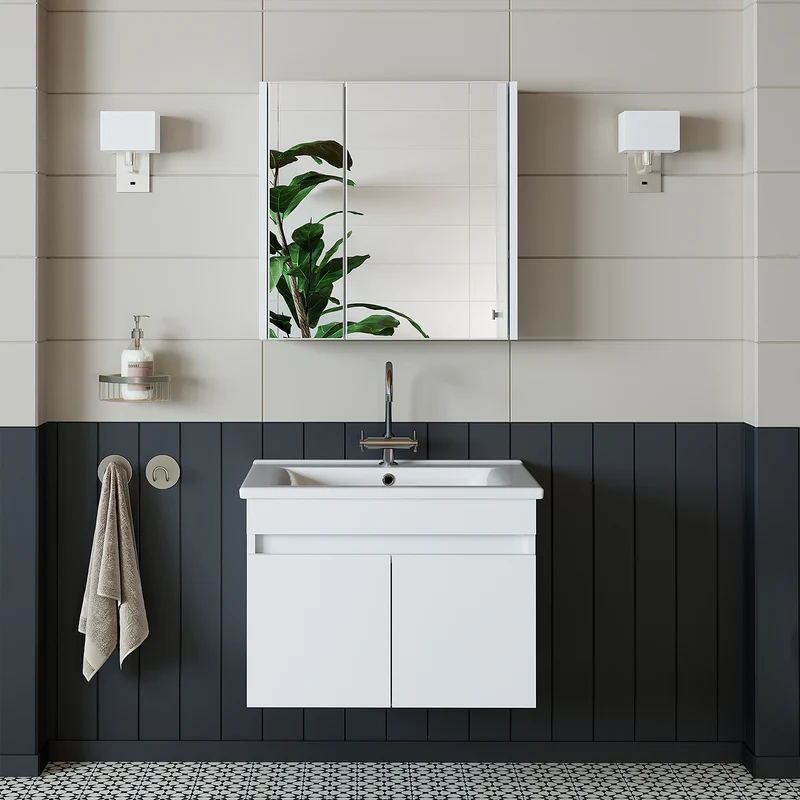 Roomart 3-delige badmeubelset ATRIA, 65 cm, met keramische wastafel en spiegelkast, in 4 kleuren