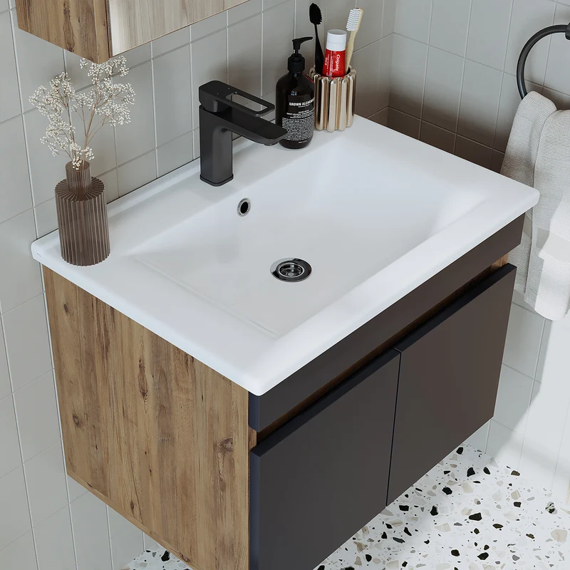 Roomart 3-delige badmeubelset ATRIA, 65 cm, met keramische wastafel en spiegelkast, in 4 kleuren