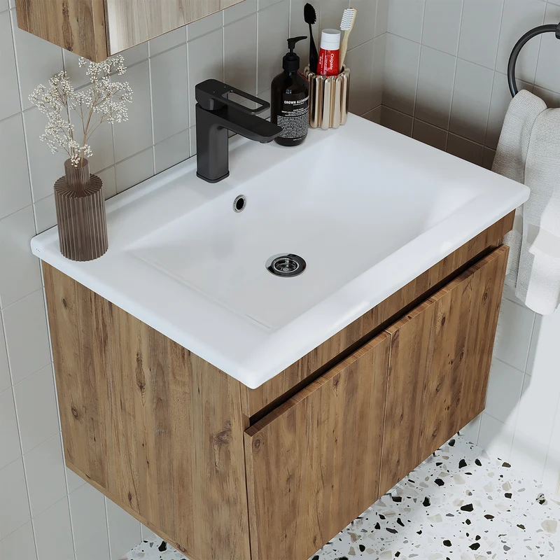 Roomart 3-delige badmeubelset ATRIA, 65 cm, met keramische wastafel en spiegelkast, in 4 kleuren
