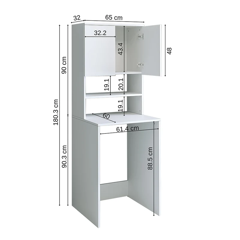 Roomart wasmachinekast ATLANTIC-III, 65 cm, bovenkast met opbergkast, in 4 kleuren