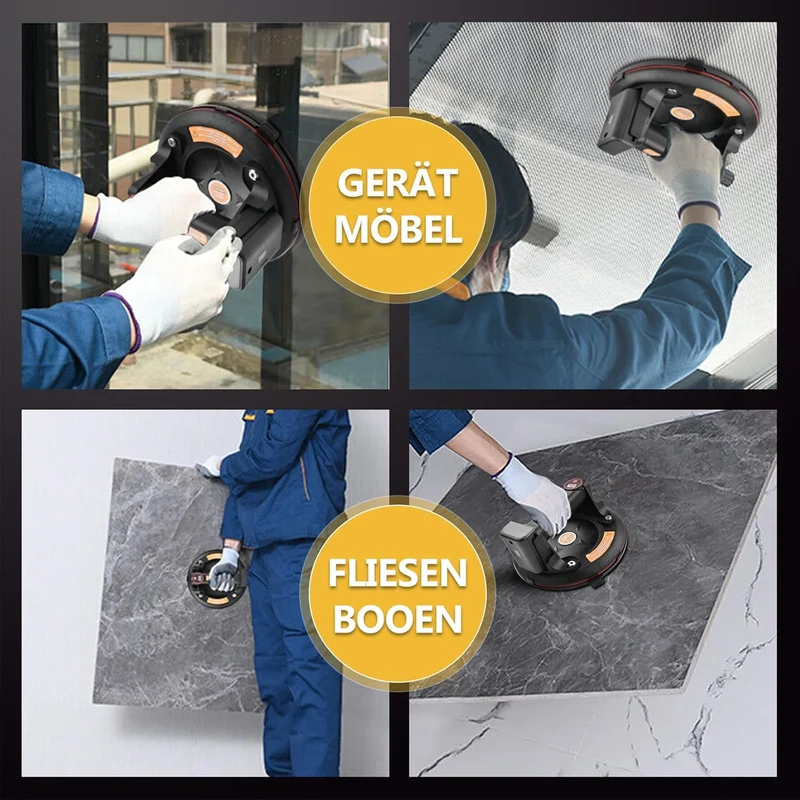 XIIW 2 Akku-Vakuum-Saugheber bis 300 kg Tragkraft, elektrischer Glasheber mit 4 Akkus & Koffer für Glas, Fliesen, Marmor & Metall