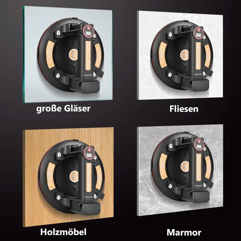 Vakuumsauger 300 kg mit Akku – Elektrischer Glasheber mit LED & Koffer