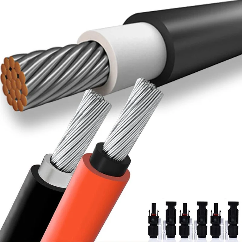 2PACK Rot+Schwarz 4mm²/6mm²/10mm² 12AWG max1800V Verlängerungskabel | inkl.Solarstecker Halogenfrei IP67