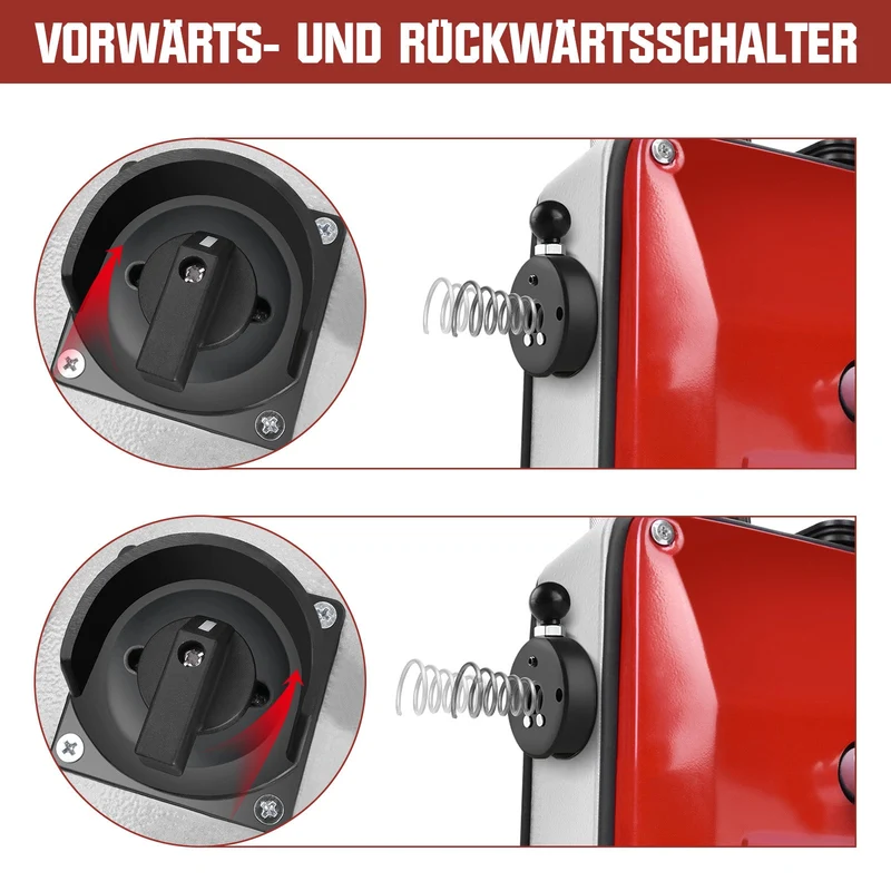850W Rohrreinigungsmaschine mit 14m Ø22mm,14.5m Ø16mm, 5m Ø10mm Spirale für Ø20-200mm Rohrleitungen 450U/M