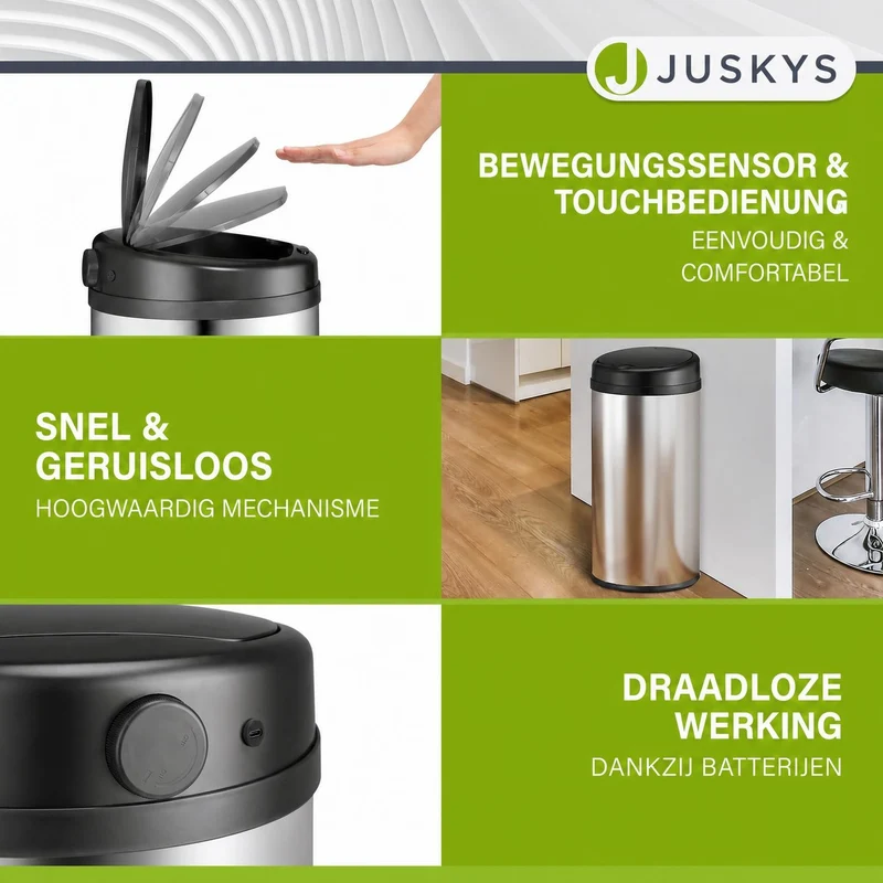 Runder Mülleimer mit Sensor