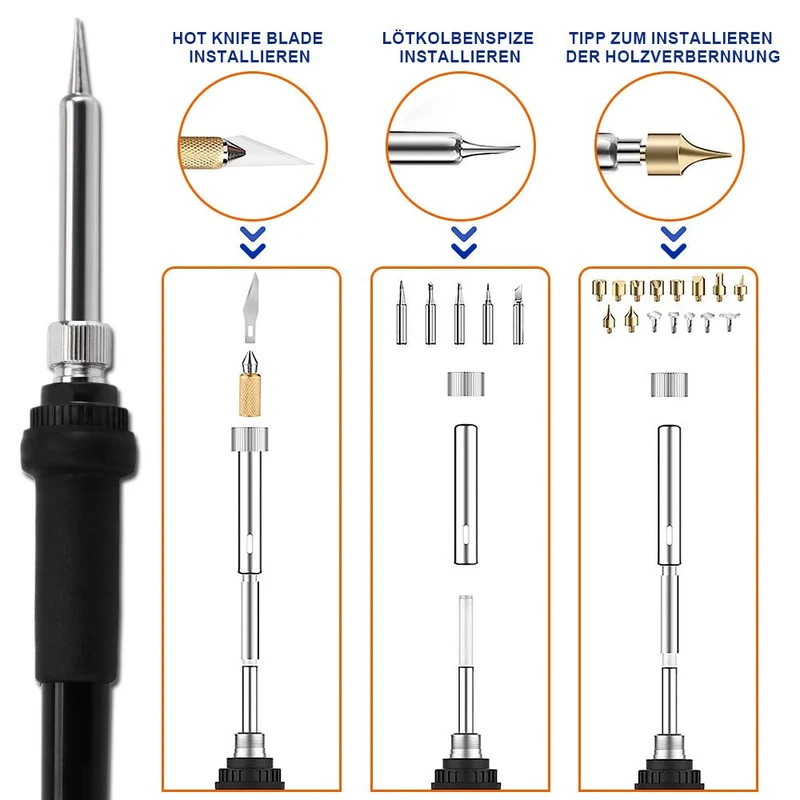 165-teiliges 2-in-1 Brandmal- & Lötset für DIY, Holz & Elektronik