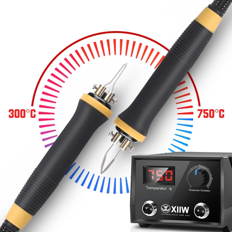 XIIW Pyrographie Set 100W mit 33 Brennspitzen, digitale Brandmalstation 0–750°C, Holzgravur Gerät für Holz, Leder, Kork und Bastelarbeiten