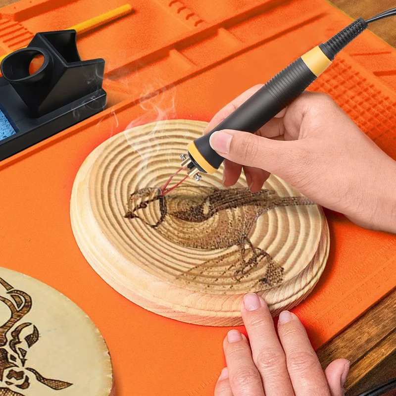 XIIW Pyrographie Set 100W mit 33 Brennspitzen, digitale Brandmalstation 0–750°C, Holzgravur Gerät für Holz, Leder, Kork und Bastelarbeiten