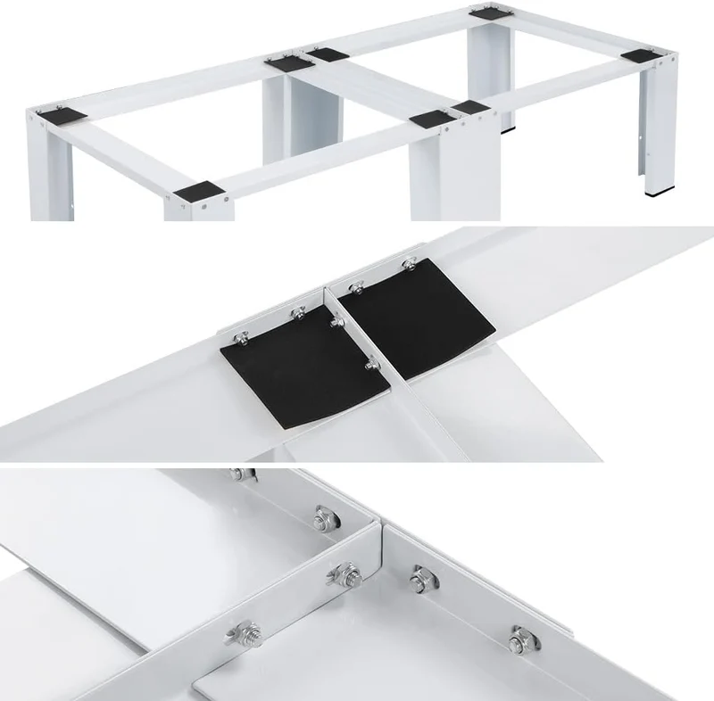 XIIW Doppel-Waschmaschinensockel 126 × 54,5 × 32 cm – Metall-Untergestell für 2 Geräte, bis 300 kg, mit Antirutsch-Pads