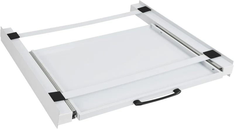 XIIW Waschmaschinen-Zwischenbaurahmen mit Ausziehablage und 5-m-Spanngurt – 60 × 55 cm, bis 100 kg, für Waschmaschine und Trockner