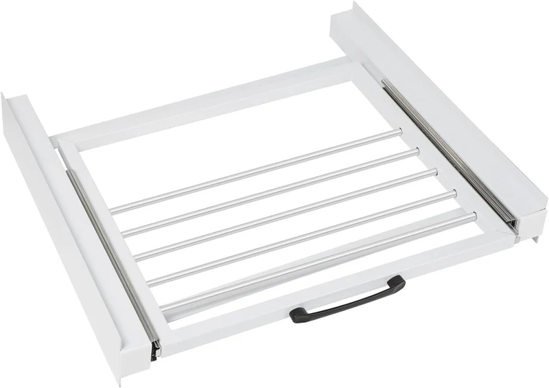 XIIW Waschmaschinen-Zwischenbaurahmen mit ausziehbarem Handtuchhalter – 61 × 55 cm, bis 100 kg, mit 5-m-Spanngurt
