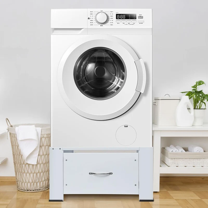 XIIW Waschmaschinensockel mit Schublade | 150kg Tragkraft Untergestell für Waschmaschine & Trockner | 32cm Erhöhung & Rutschfest