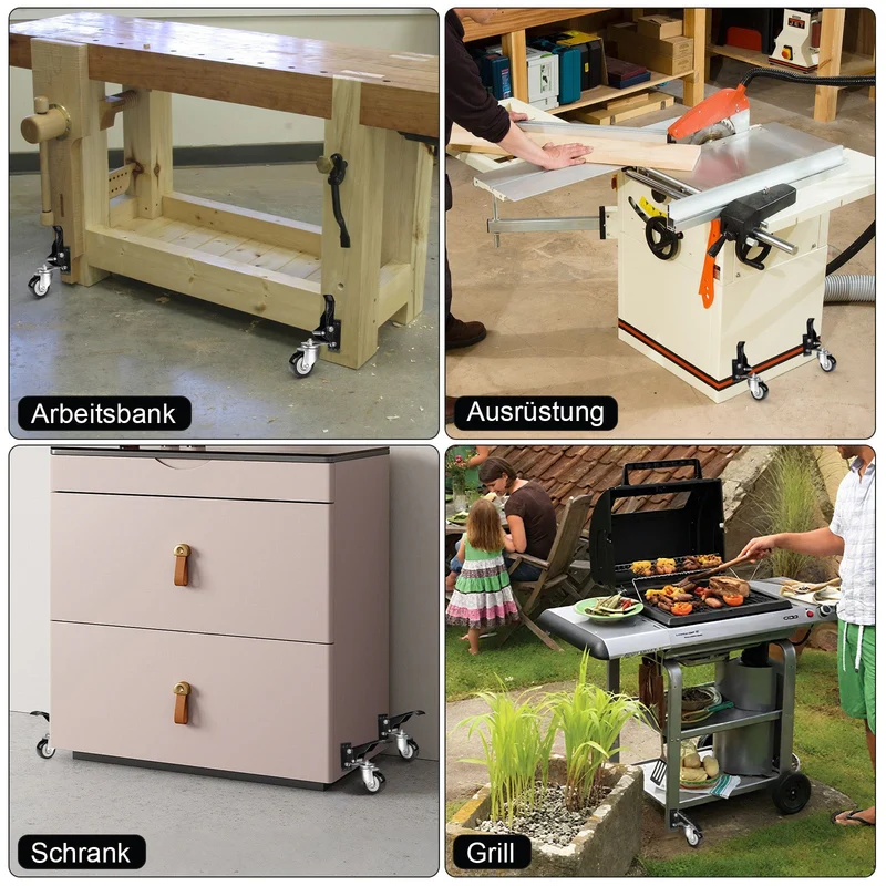 Schwerlastrollen absenkbar für Werkbank – 50 mm, verstellbar, 150 kg Traglast