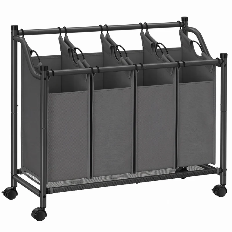 Wäschesammler mit 4 abnehmbaren Stofftaschen