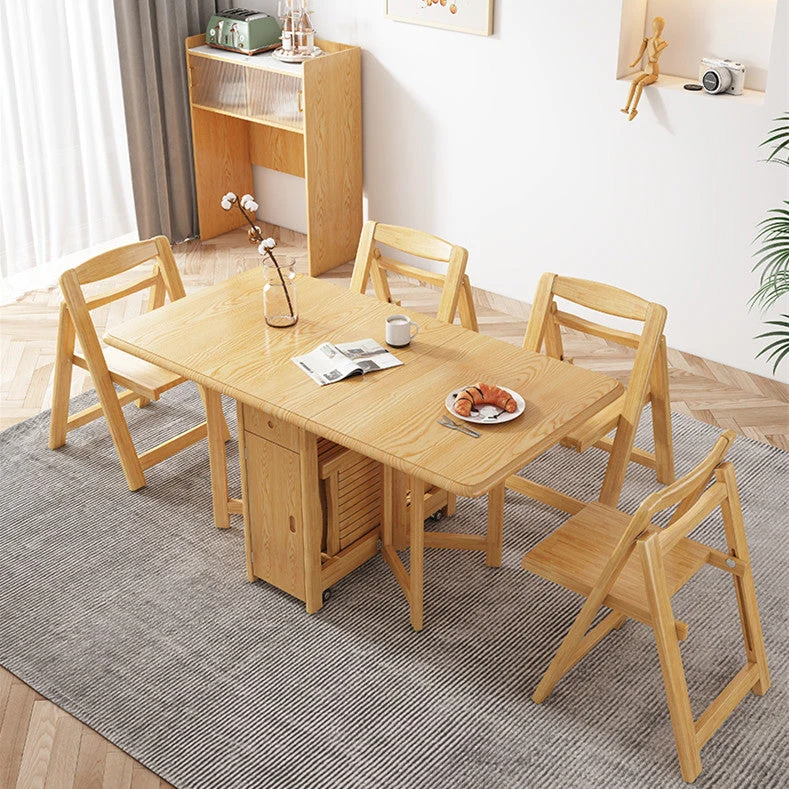 Klappbarer Drop Leaf Esstisch mit klappbaren Stühlen Set 5-teilig