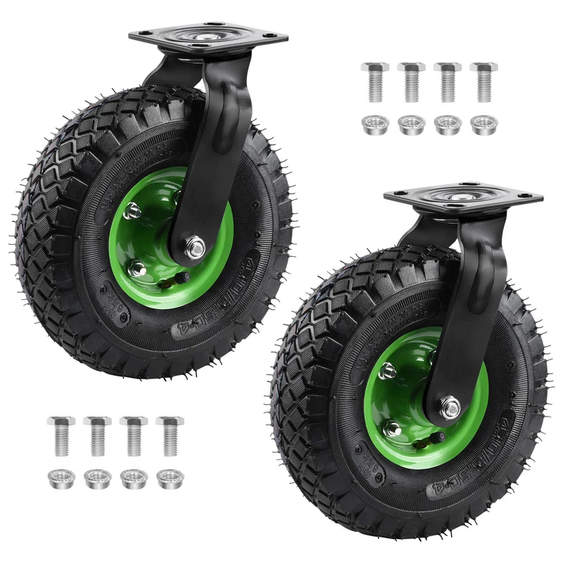 2er-Set Schwerlast-Gelenkräder 250mm – 360° drehbar, luftgefüllt, bis 400kg – für Werkstatt & Garten