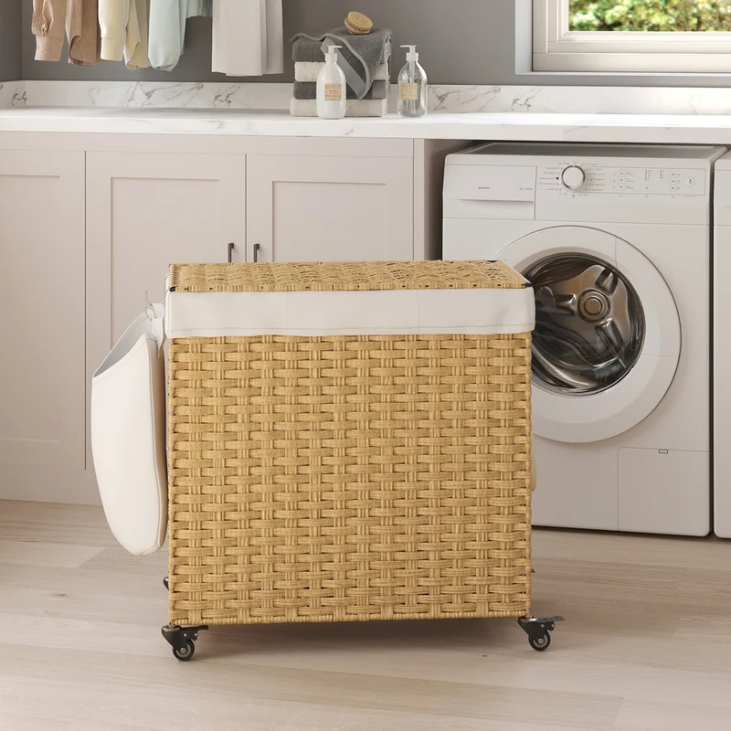 140 L handgeflochtener Wäschekorb aus Polyrattan