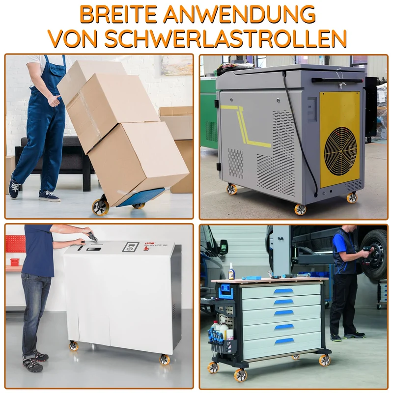 2×125mm Schwerlast-Lenkrollen mit 360° Drehung – Leise, wendig & stabil für Haushalt, Werkstatt & Regale