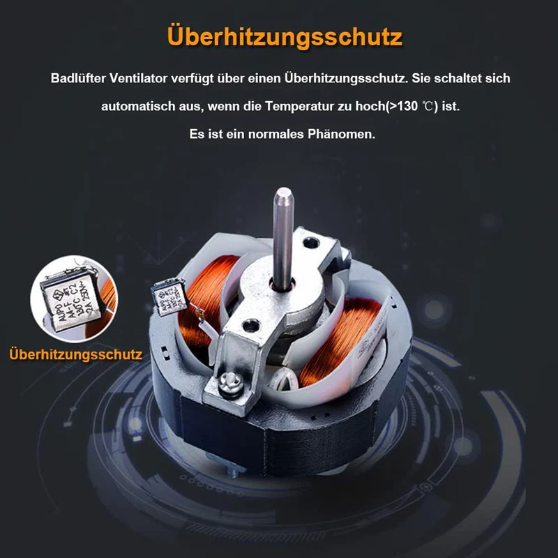 Badlüfter Ø100mm mit Timer – Leise (34dB), Energiesparend (12W), IPX4 Spritzwassergeschützt für Bad & WC