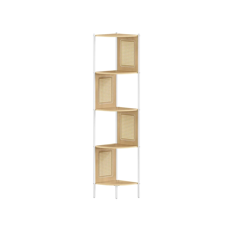 Eckregal mit 5 Ebenen und Rattan-Seitenplatten