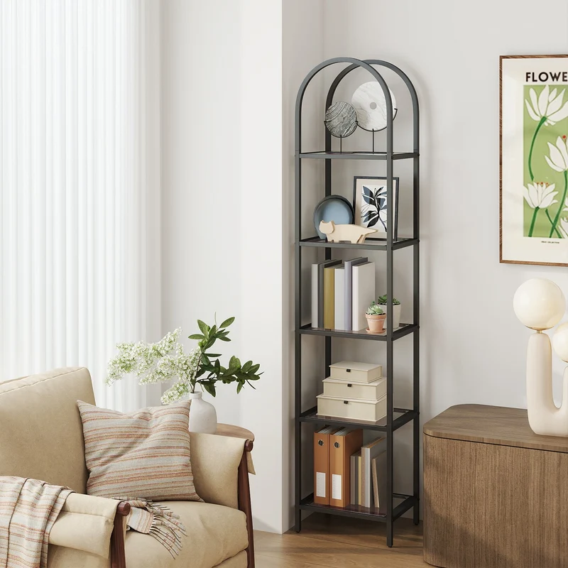 Regal aus Hartglas mit Metallstruktur