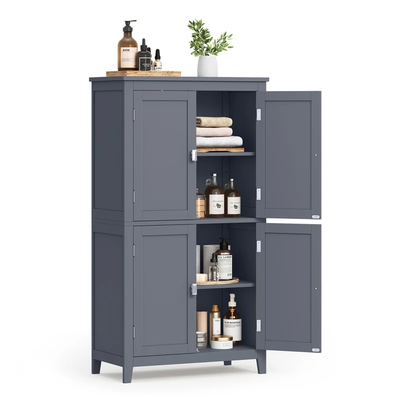 Badezimmerschrank 30 x 60 x 110 cm mit 2 Türen und 2 Schubladen