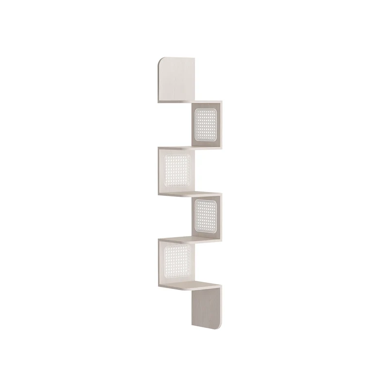Wandregal mit 5 Ebenen und PVC-Rattan-Seitenplatten