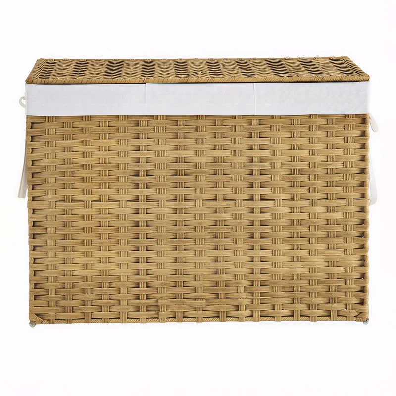 Handgeflochtener Wäschekorb aus synthetischem Rattan