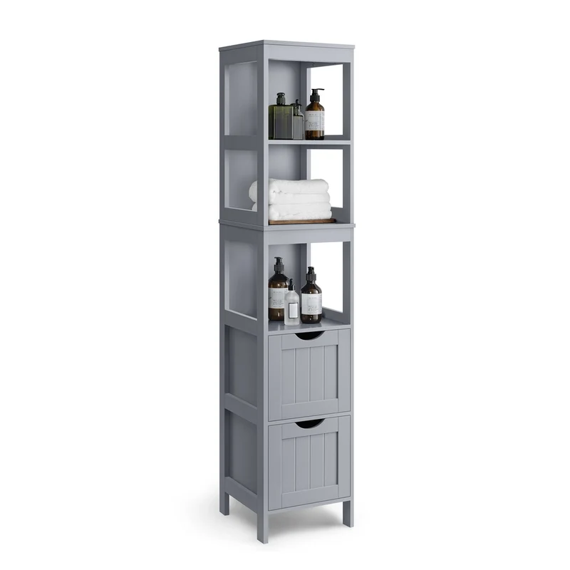 Hochschrank Badezimmer schmal stehend taubengrau
