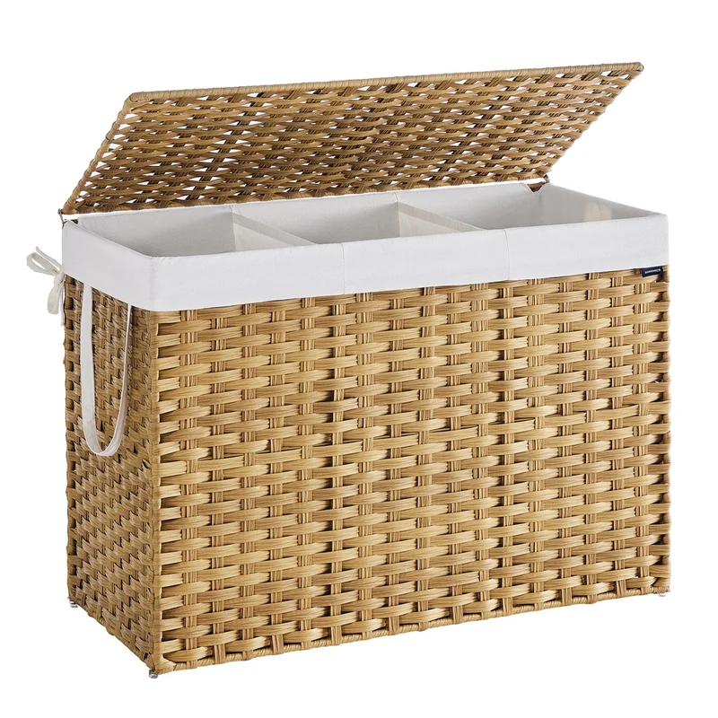 Handgeflochtener Wäschekorb aus synthetischem Rattan